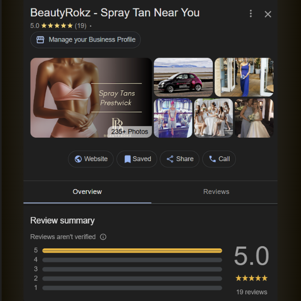 beautyrokz reviews top 5 stars. google review