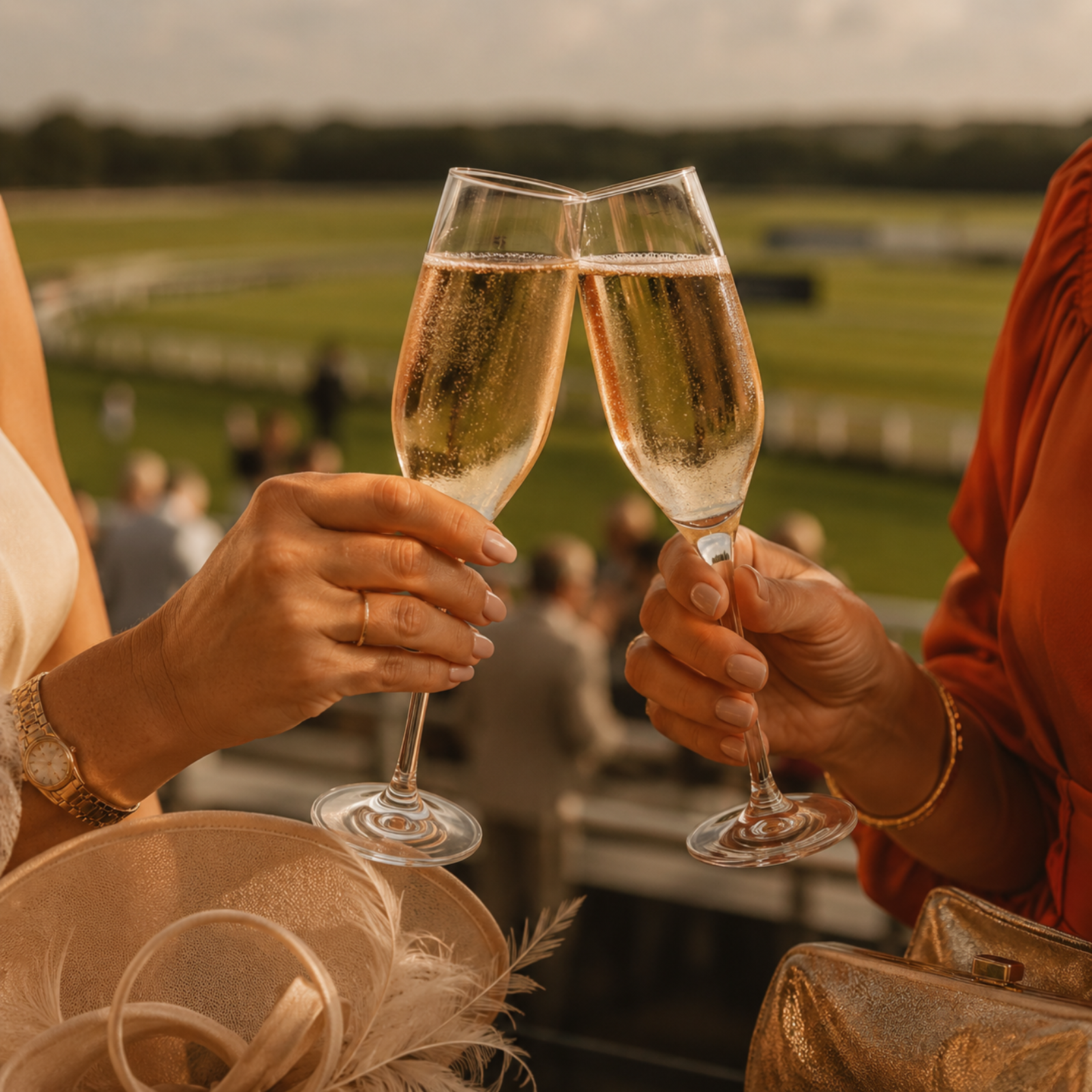 Toasting with champagne on Ladies Day at Ayr Races