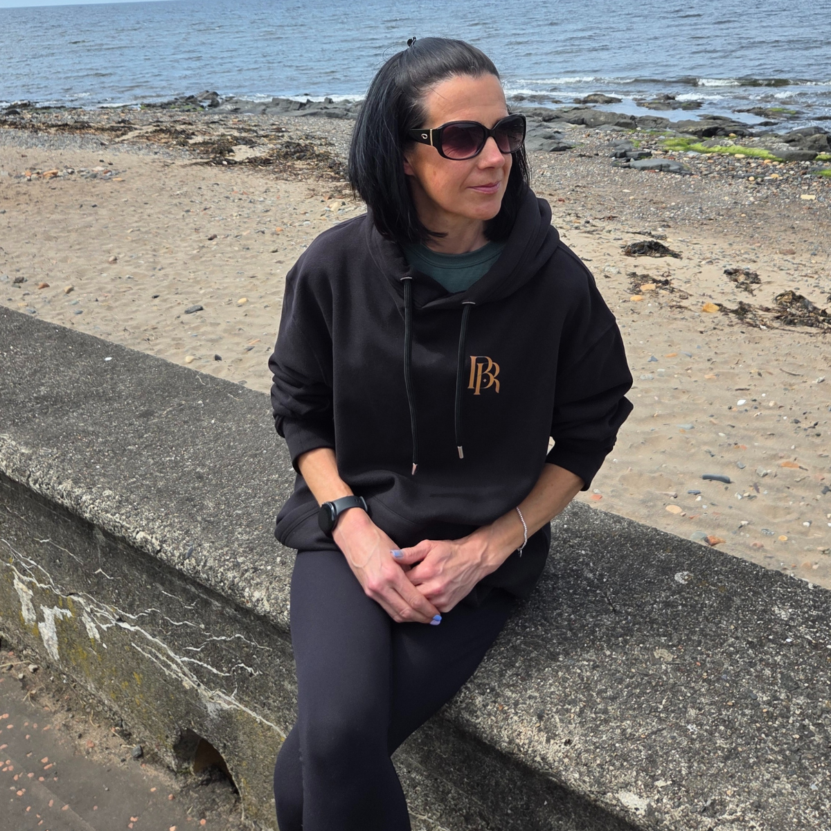 Angela, BeautyRokz founder, on the Ayrshire coast