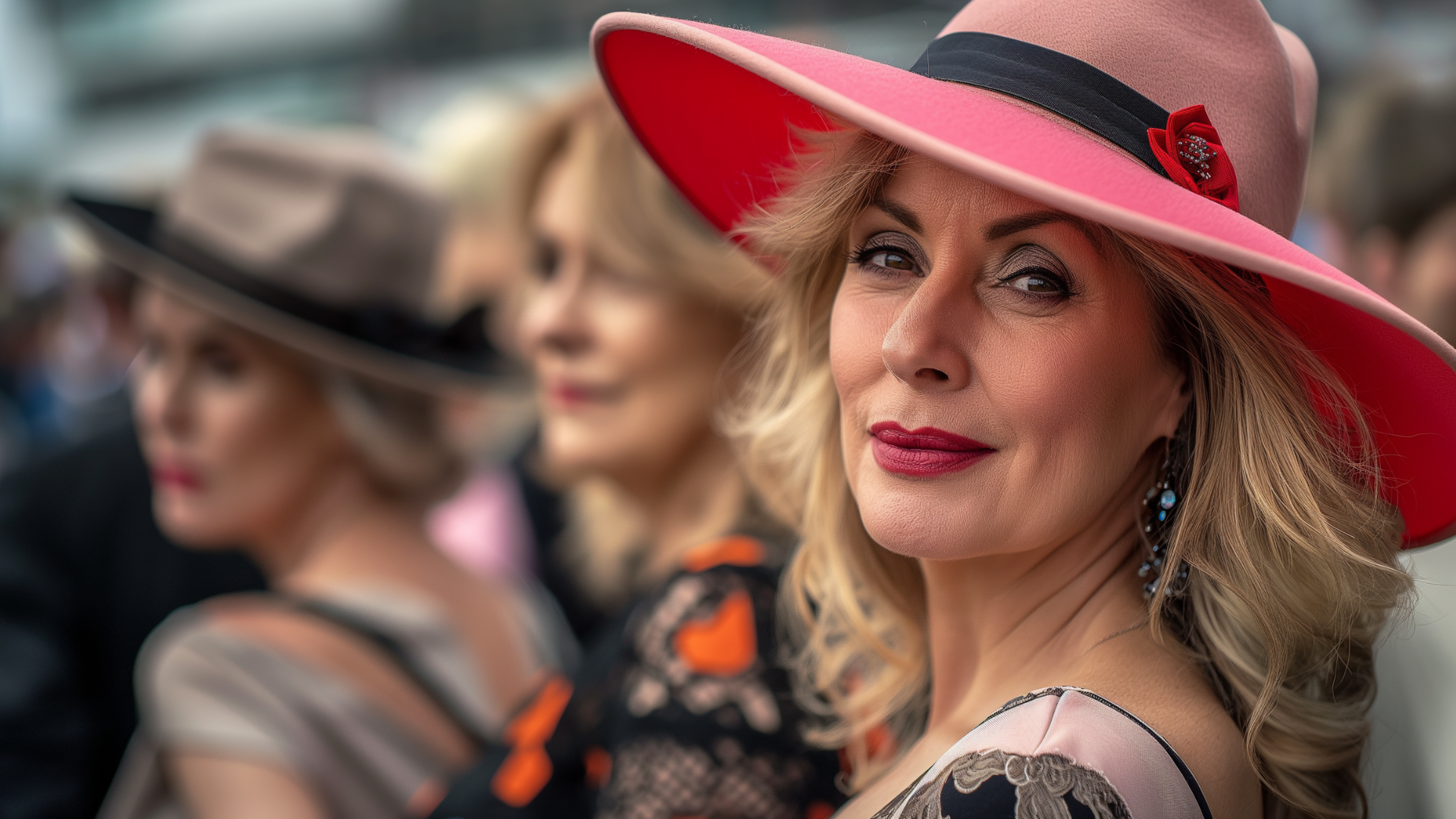 Glowing race-goers in fascinators at Ayr Races Ladies Day